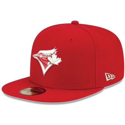 Toronto Blue Jays New Era White Logo 59FIFTY Fitted Hat - Red 