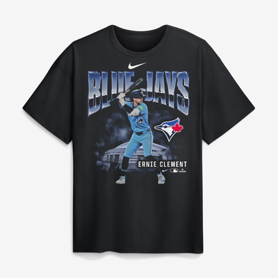 Ernie Clement Toronto Blue Jays Nike Enlarged Player Graphic Max90 Heavyweight T-Shirt - Black
