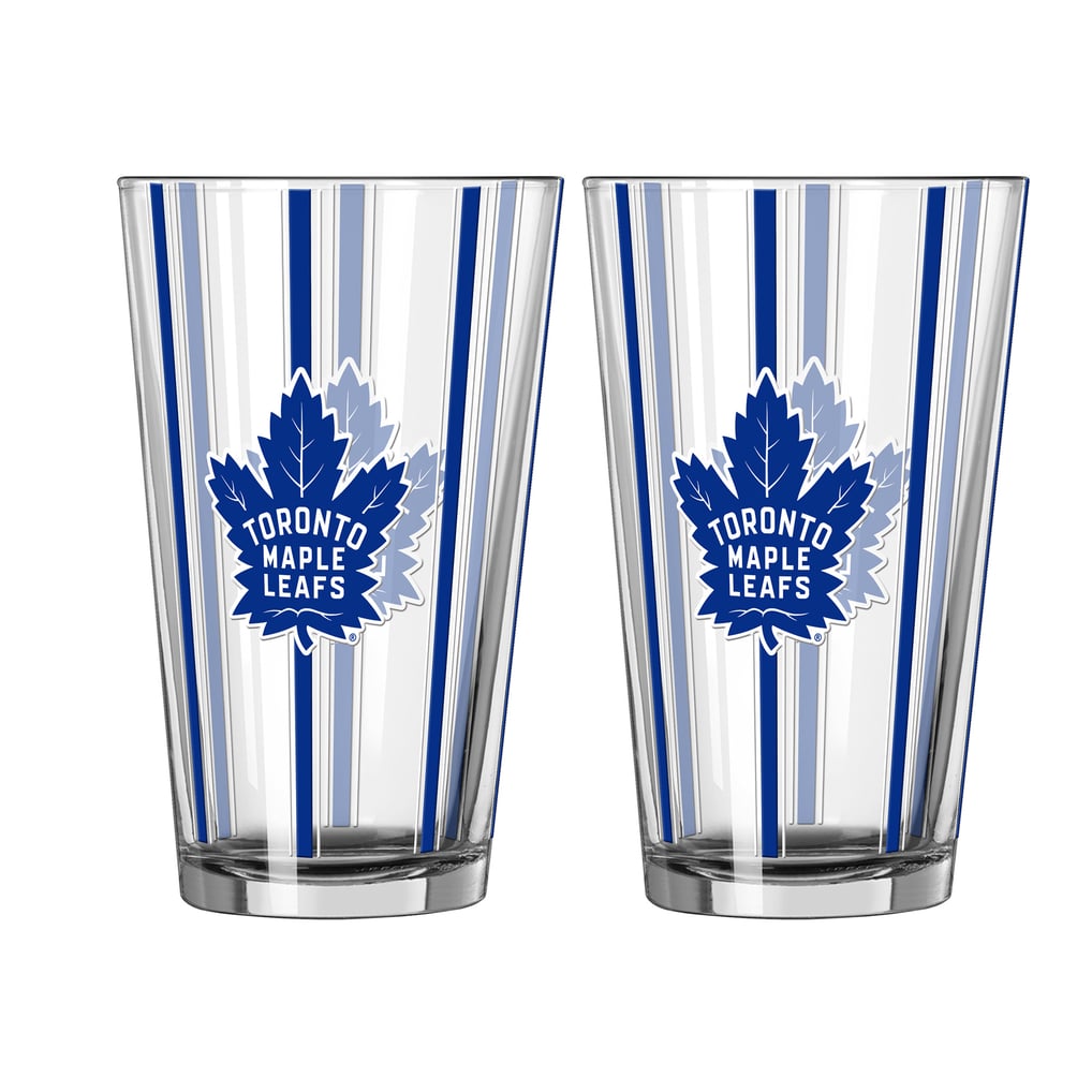 Toronto Maple Leafs Logo Brands Two-Piece 16oz. Striped Pint Glass Set