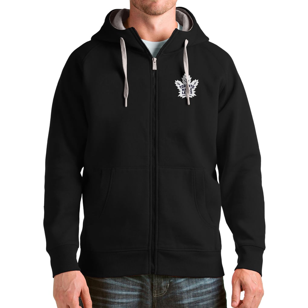 Toronto Maple Leafs Antigua Logo Victory Full-Zip Hoodie - Black