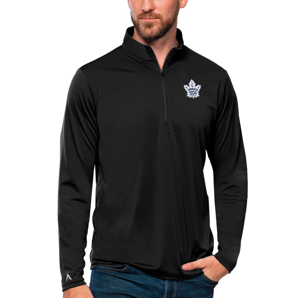 Toronto Maple Leafs Antigua Tribute Quarter-Zip Pullover Top - Black