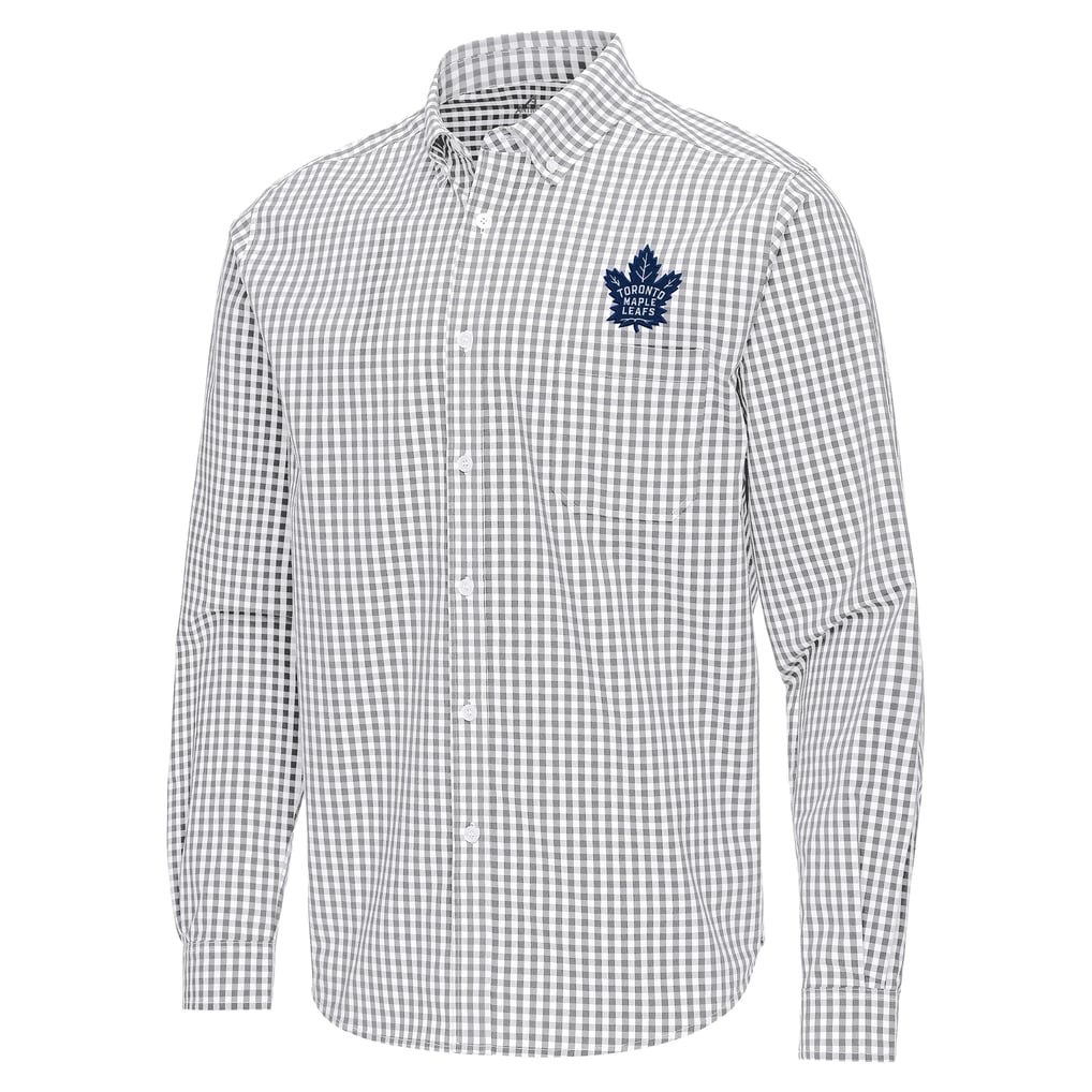 Toronto Maple Leafs Antigua Ellis Tri-Blend Long Sleeve Button-Down Shirt - Gray