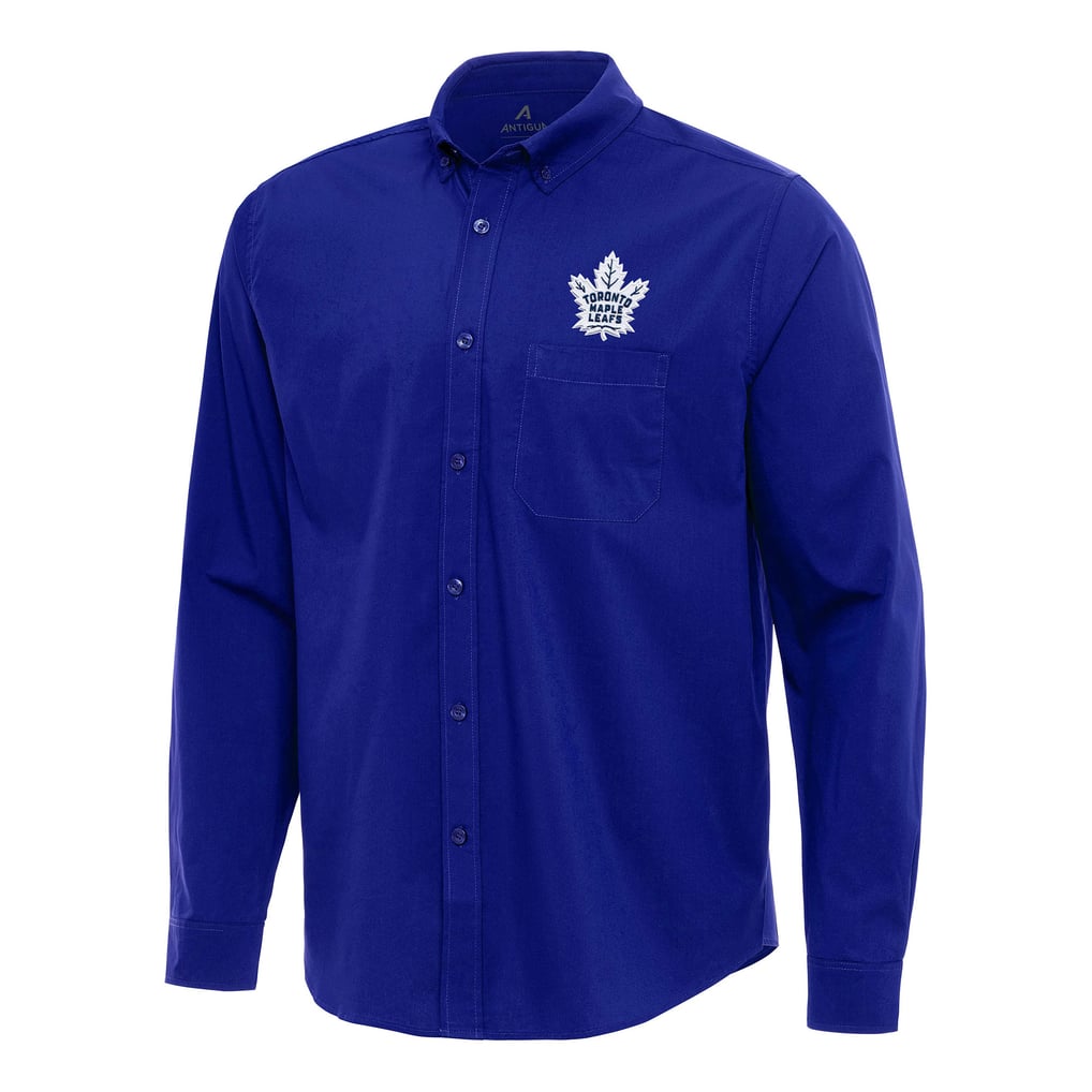 Toronto Maple Leafs Antigua Flight Woven Tri-Blend Long Sleeve Button-Down Shirt - Royal