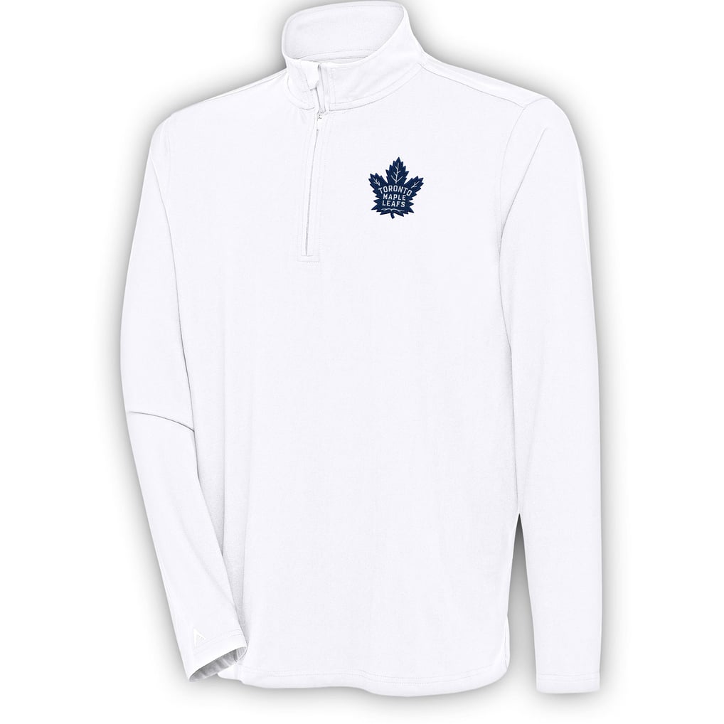  Toronto Maple Leafs Antigua Hunk Quarter-Zip Pullover Top - White