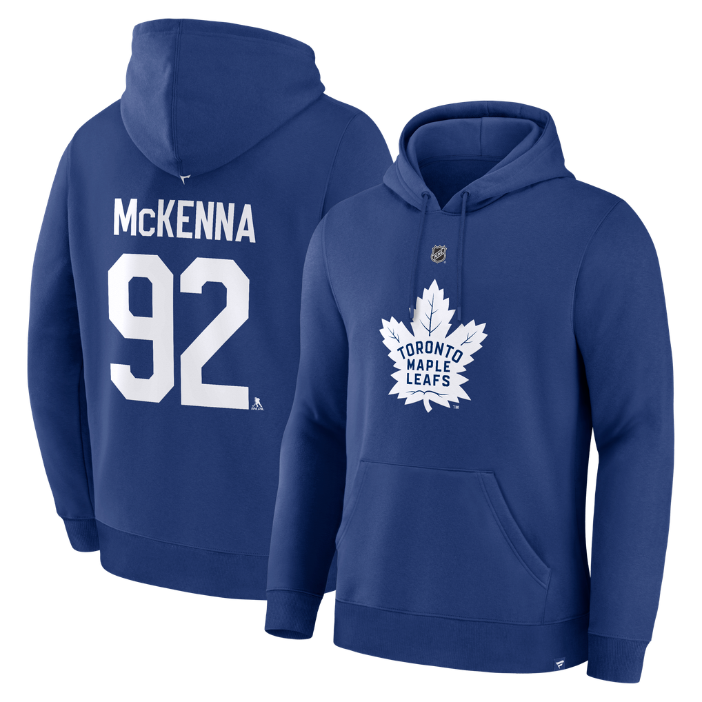 Gavin McKenna Toronto Maple Leafs Fanatics Authentic Stack Name & Number Hoodie - Blue