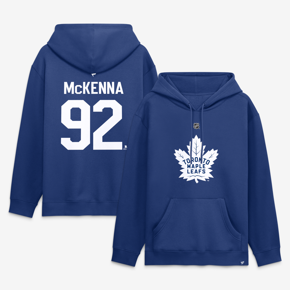 Gavin McKenna Toronto Maple Leafs Fanatics Authentic Stack Name & Number Hoodie - Blue