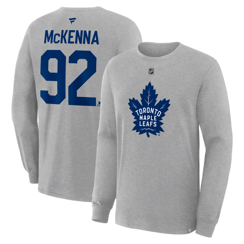 Gavin McKenna Toronto Maple Leafs Fanatics Authentic Stack Name & Number Long Sleeve T-Shirt - Gray