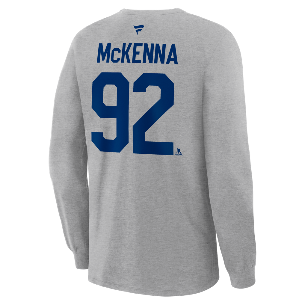 Gavin McKenna Toronto Maple Leafs Fanatics Authentic Stack Name & Number Long Sleeve T-Shirt - Gray