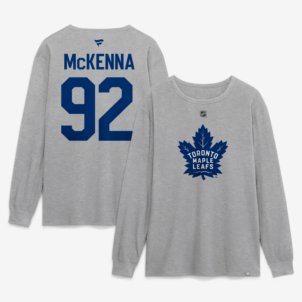 Gavin McKenna Toronto Maple Leafs Fanatics Authentic Stack Name & Number Long Sleeve T-Shirt - Gray