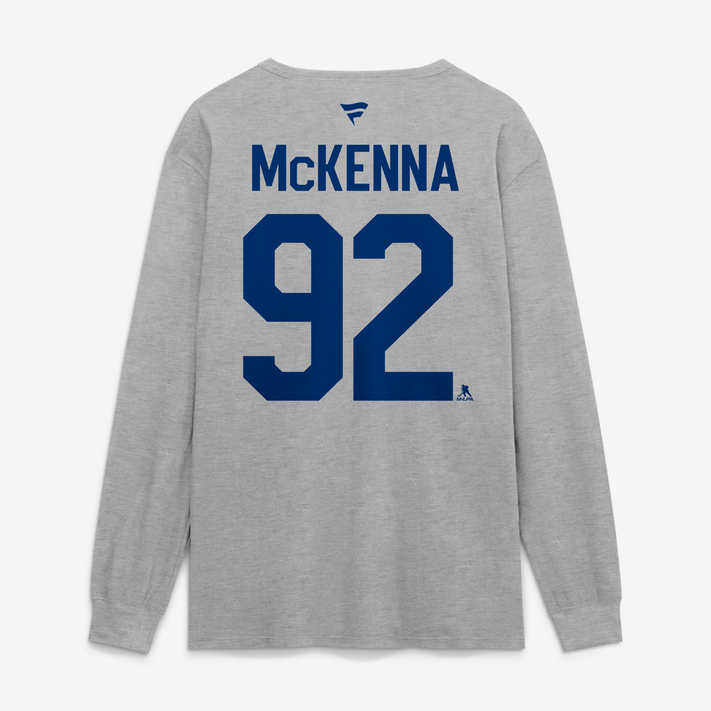 Gavin McKenna Toronto Maple Leafs Fanatics Authentic Stack Name & Number Long Sleeve T-Shirt - Gray