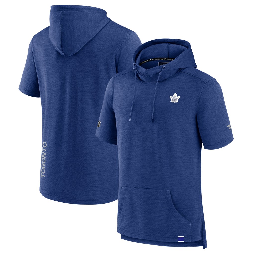  Toronto Maple Leafs Fanatics Authentic Pro Short Sleeve Pullover Hoodie - Heather Blue