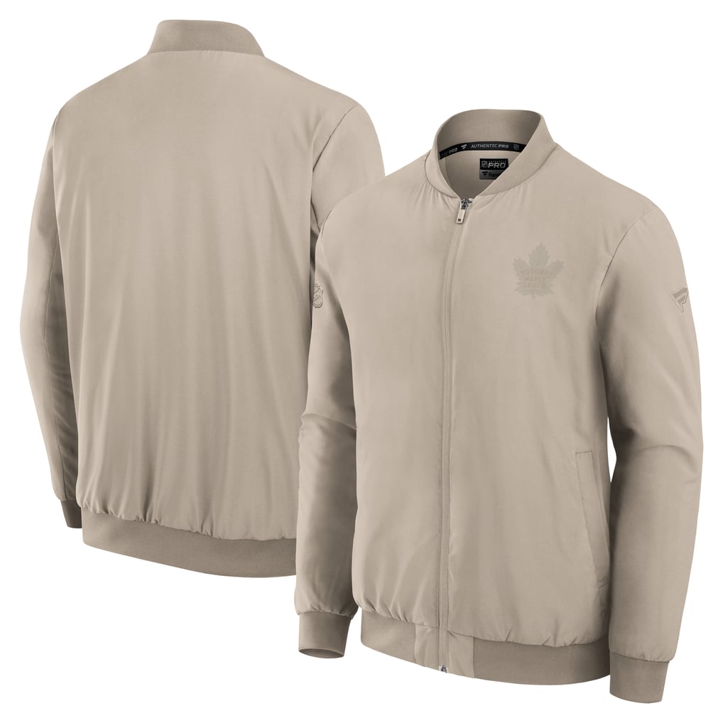 Toronto Maple Leafs Fanatics Authentic Pro Road Lightweight Full-Zip Bomber Jacket - Tan