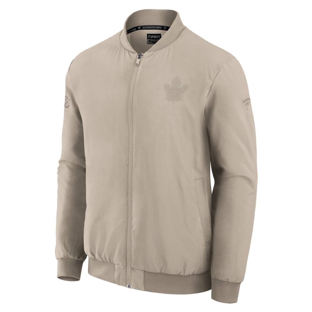 Toronto Maple Leafs Fanatics Authentic Pro Road Lightweight Full-Zip Bomber Jacket - Tan