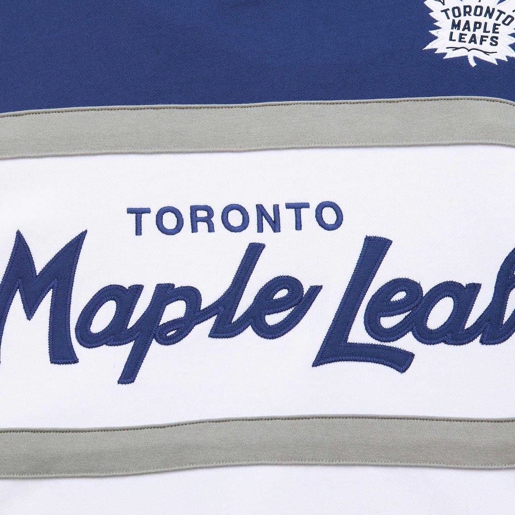 Toronto Maple Leafs Mitchell & Ness Head Coach Pullover Hoodie - White/Blue