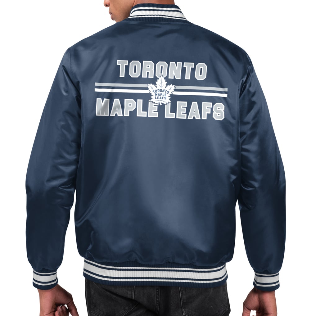 Toronto Maple Leafs Starter Printed Team Logo Satin Varsity Full-Snap Jacket - Navy