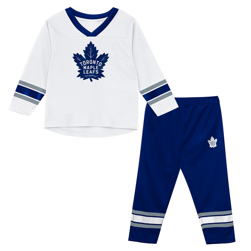 Toronto Maple Leafs Outerstuff Preschool Denting the Net Long Sleeve T-Shirt and Pants Set - White/Blue