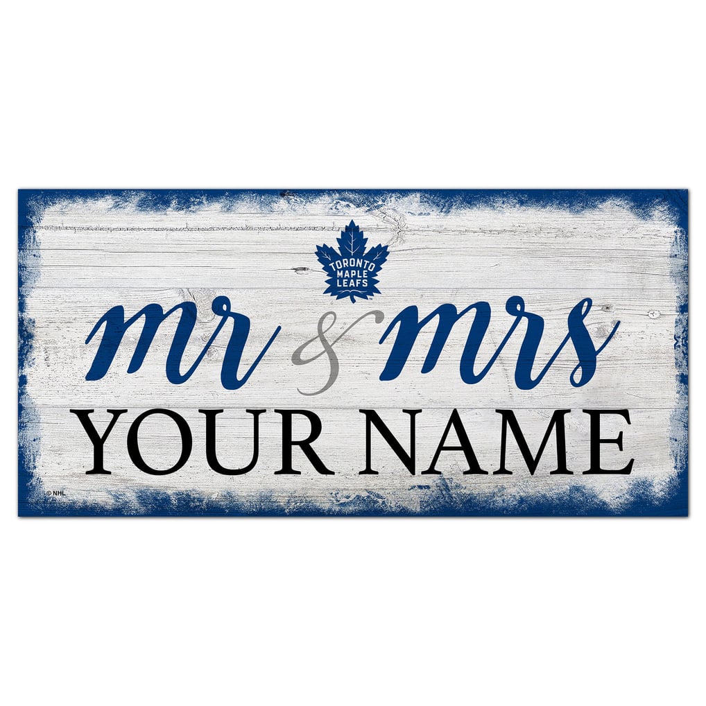 Toronto Maple Leafs 6" x 12" Personalized Mr. & Mrs. Script Sign
