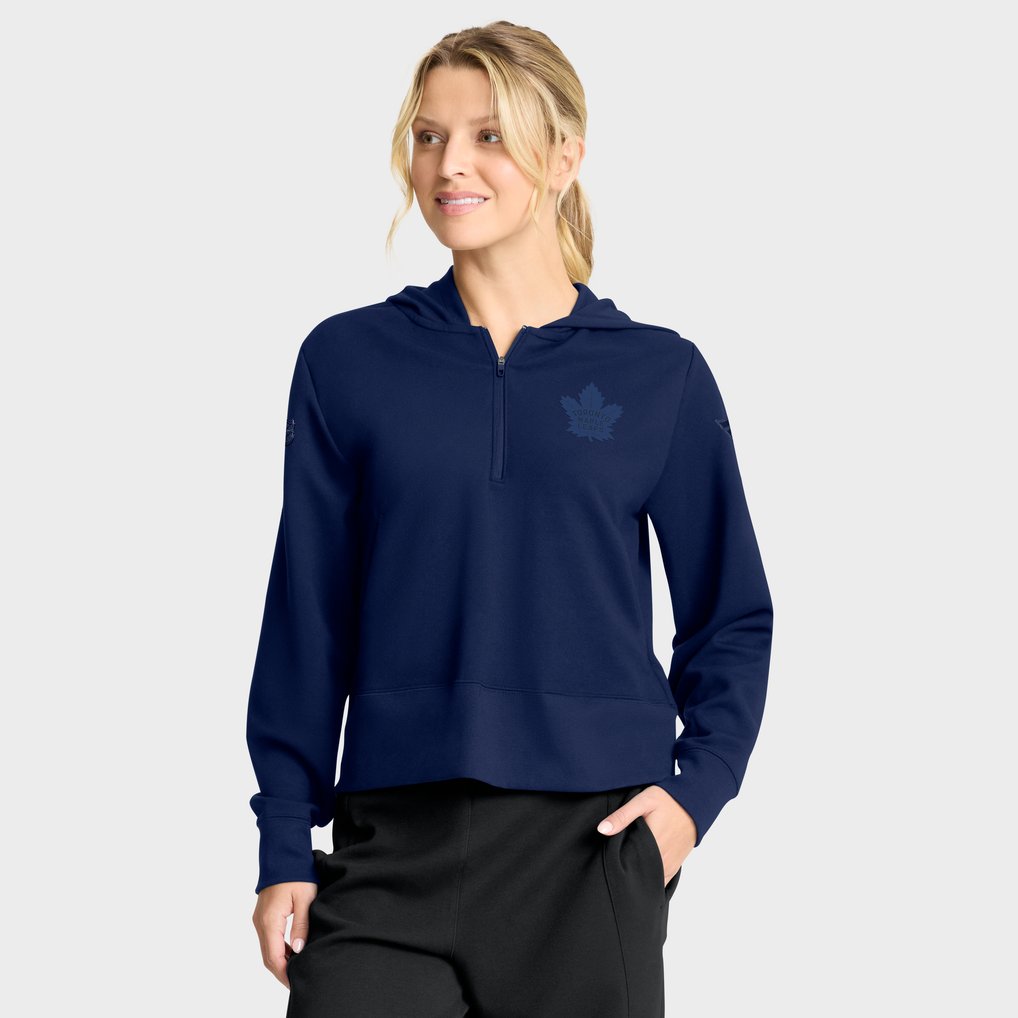 Toronto Maple Leafs Fanatics Women's Authentic Pro Road Tri-Blend Quarter-Zip Hoodie - Navy