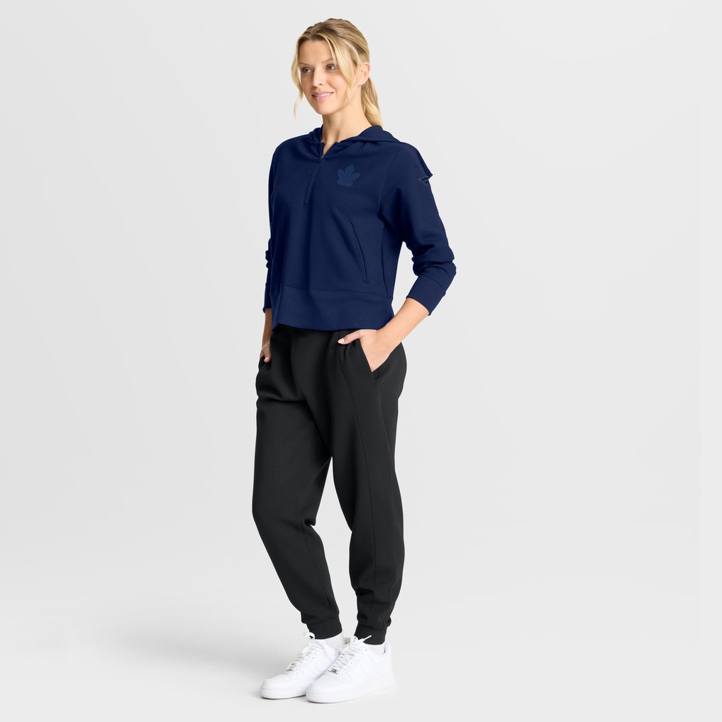 Toronto Maple Leafs Fanatics Women's Authentic Pro Road Tri-Blend Quarter-Zip Hoodie - Navy