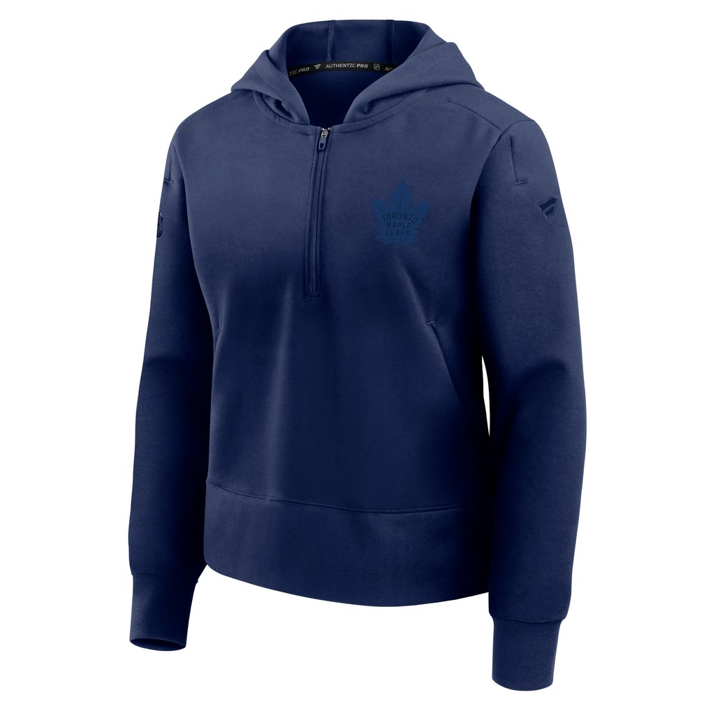 Toronto Maple Leafs Fanatics Women's Authentic Pro Road Tri-Blend Quarter-Zip Hoodie - Navy