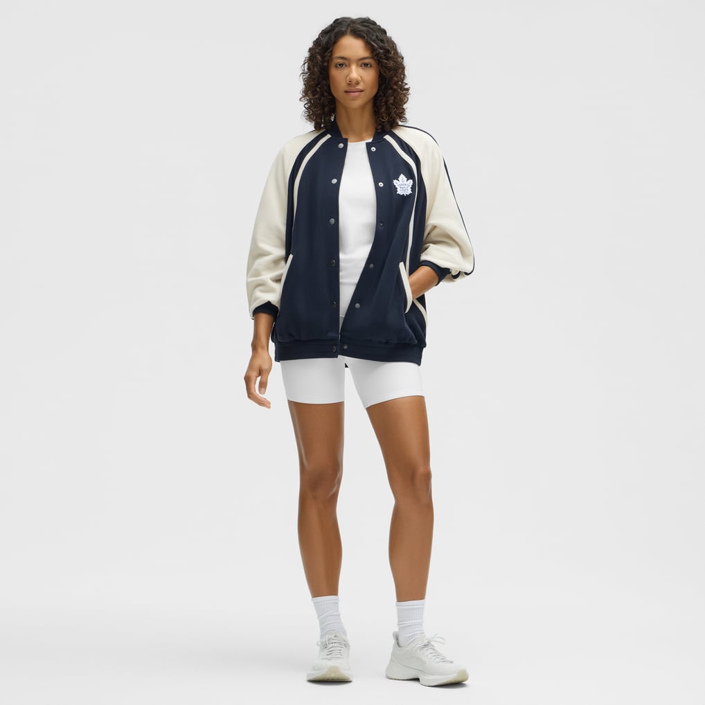 Toronto Maple Leafs lululemon Women's Scuba Oversized Full-Snap Varsity Jacket - True Navy