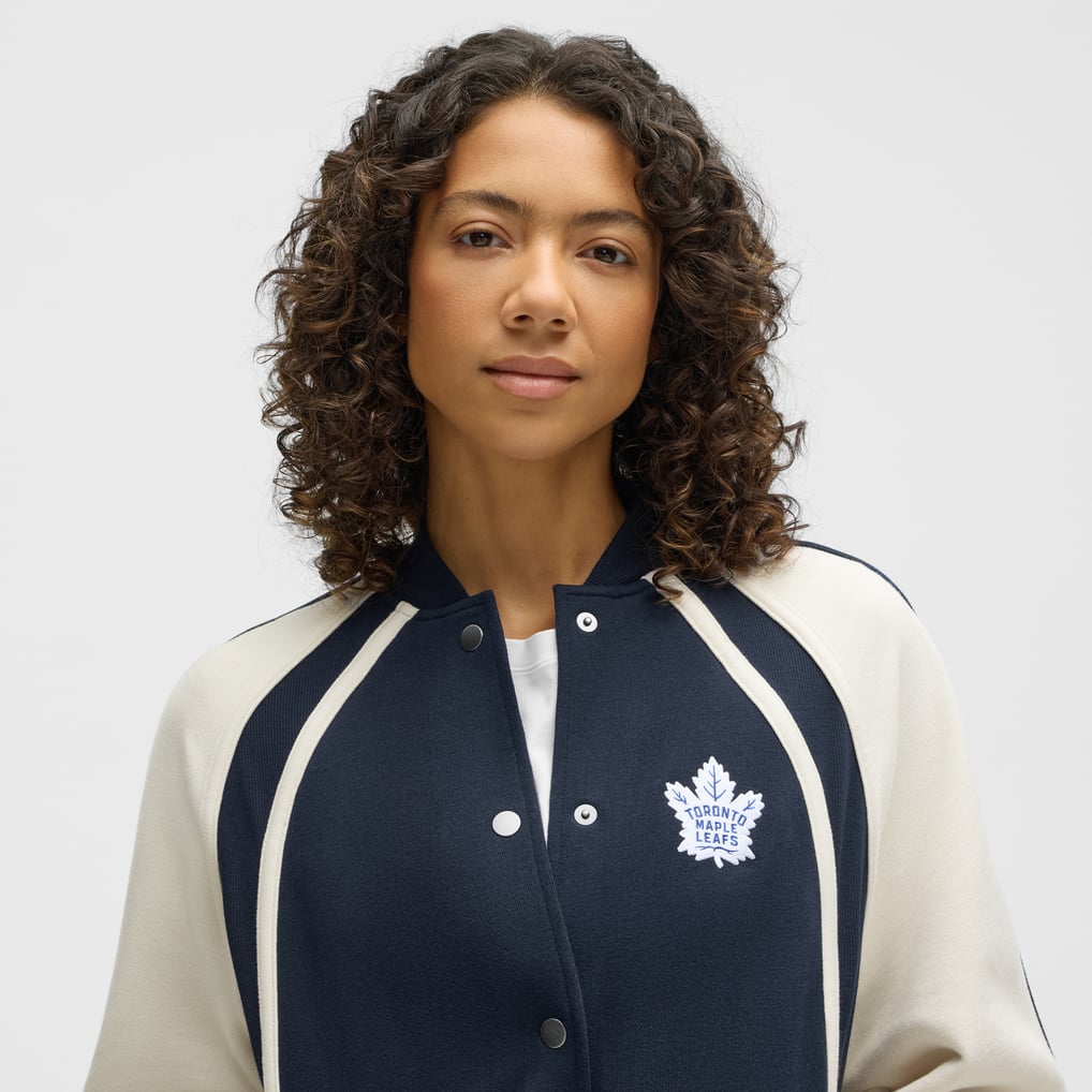 Toronto Maple Leafs lululemon Women's Scuba Oversized Full-Snap Varsity Jacket - True Navy