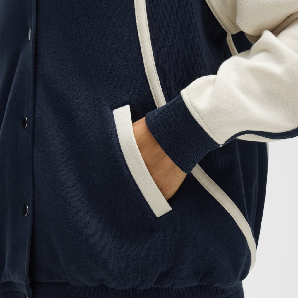 Toronto Maple Leafs lululemon Women's Scuba Oversized Full-Snap Varsity Jacket - True Navy