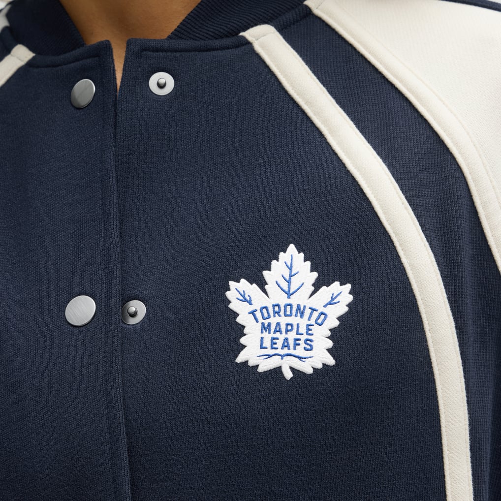 Toronto Maple Leafs lululemon Women's Scuba Oversized Full-Snap Varsity Jacket - True Navy