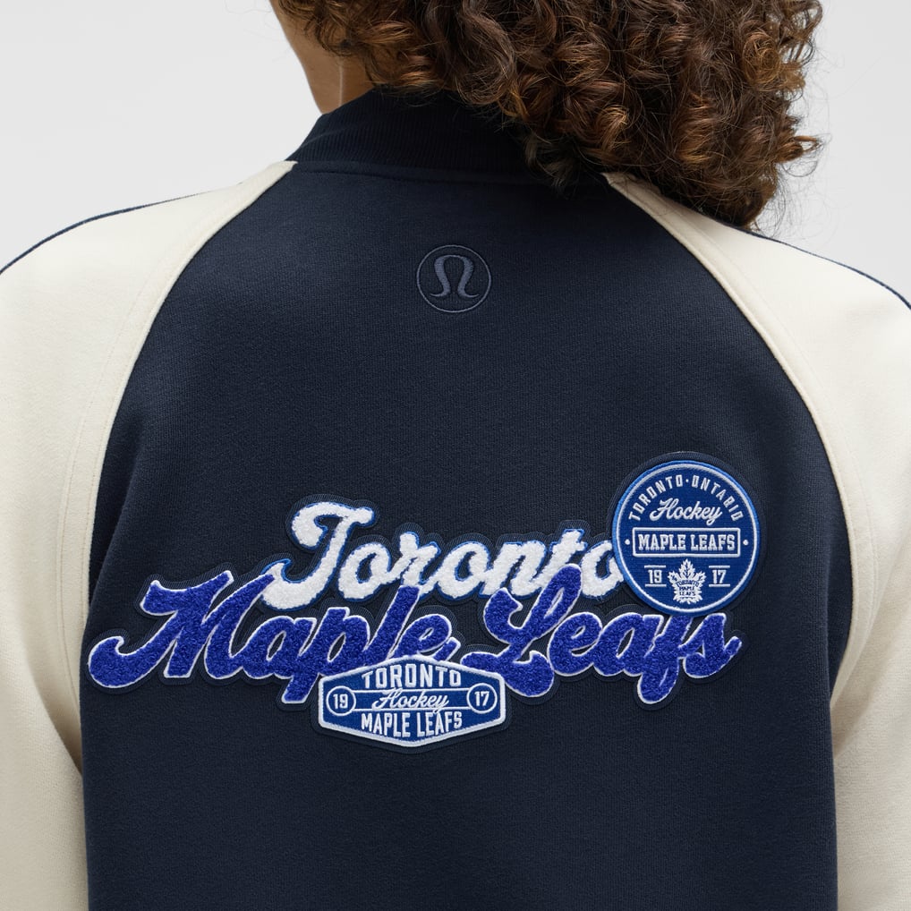 Toronto Maple Leafs lululemon Women's Scuba Oversized Full-Snap Varsity Jacket - True Navy