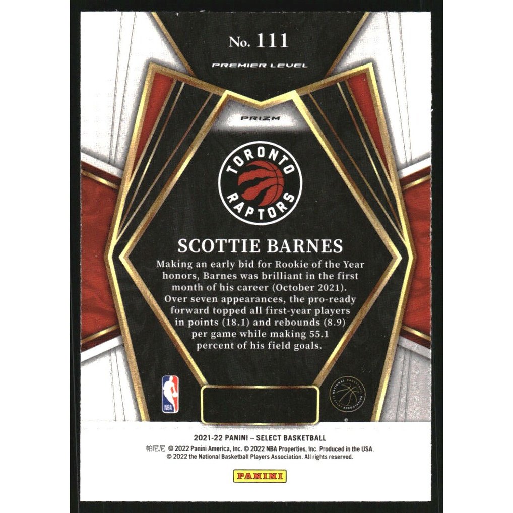 2021-22 Select Prizms Scope #111 Scottie Barnes