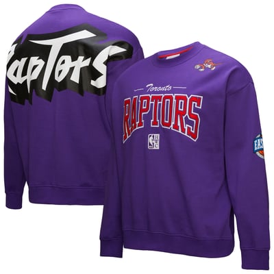Toronto Raptors Mitchell & Ness Hardwood Classics There & Back 2.0 Vintage Pullover Sweatshirt - Purple