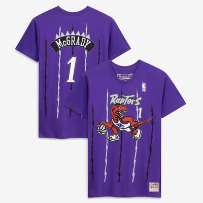 Tracy McGrady Toronto Raptors Mitchell & Ness Hardwood Classics Stitch Name & Number T-Shirt - Purple