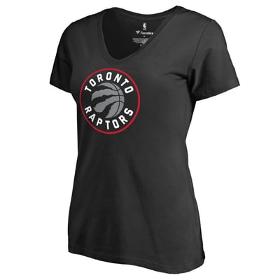 Toronto Raptors Women's Primary Logo V-Neck T-Shirt - Black