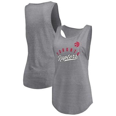 Toronto Raptors Fanatics Women's Quality Time Open Scoop Neck Tri-Blend Tank Top - Heathered Gray