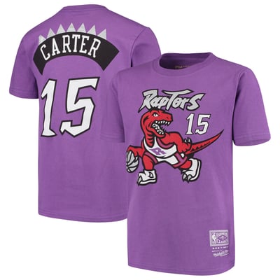 Vince Carter Toronto Raptors Mitchell & Ness Youth Hardwood Classics Name & Number T-Shirt - Purple