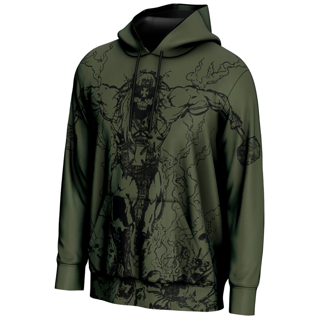 Triple H ProSphere Skull King Pullover Hoodie - Olive