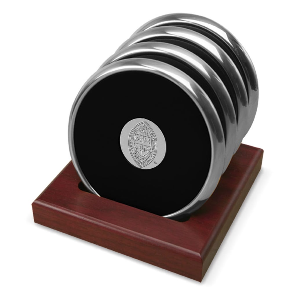 Tulane Green Wave Logo 4-Piece Coaster Set - Silver