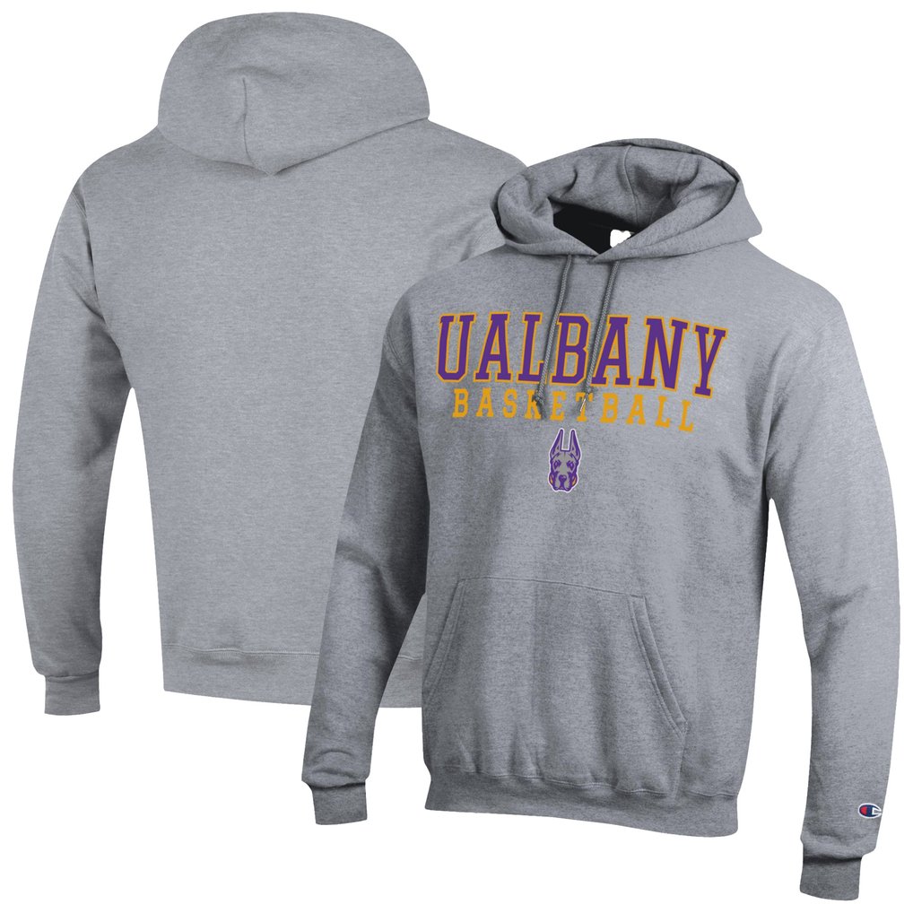  UAlbany Great Danes Champion Basketball Stack Pullover Hoodie - Gray