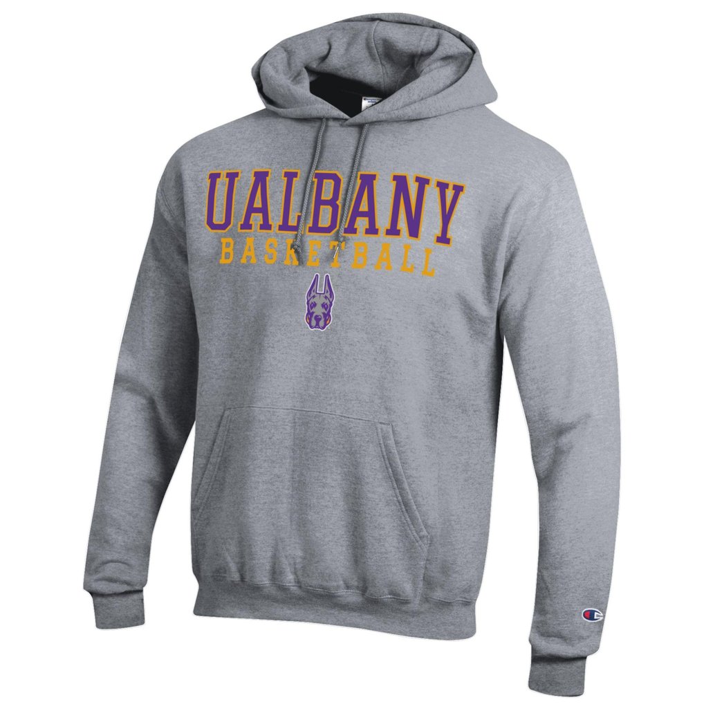  UAlbany Great Danes Champion Basketball Stack Pullover Hoodie - Gray