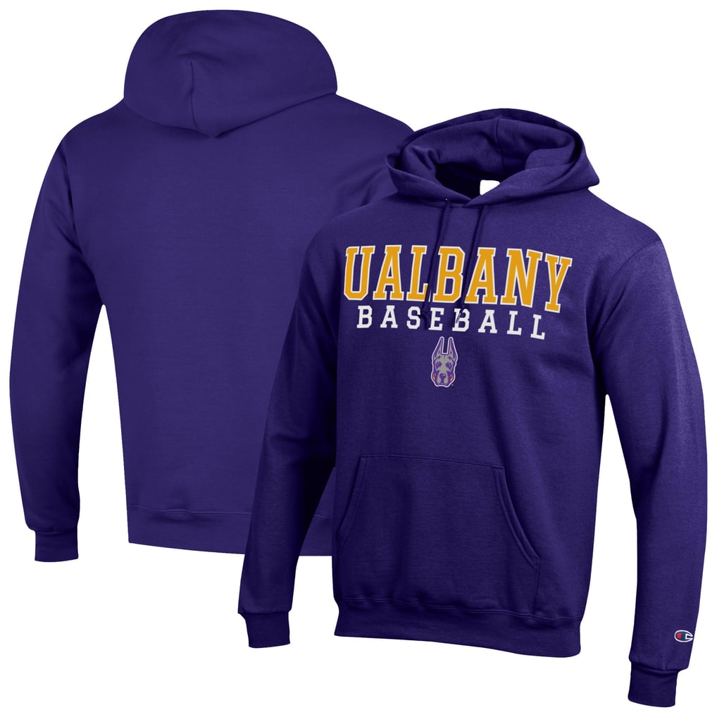  UAlbany Great Danes Champion Stack Baseball Powerblend Pullover Hoodie - Purple