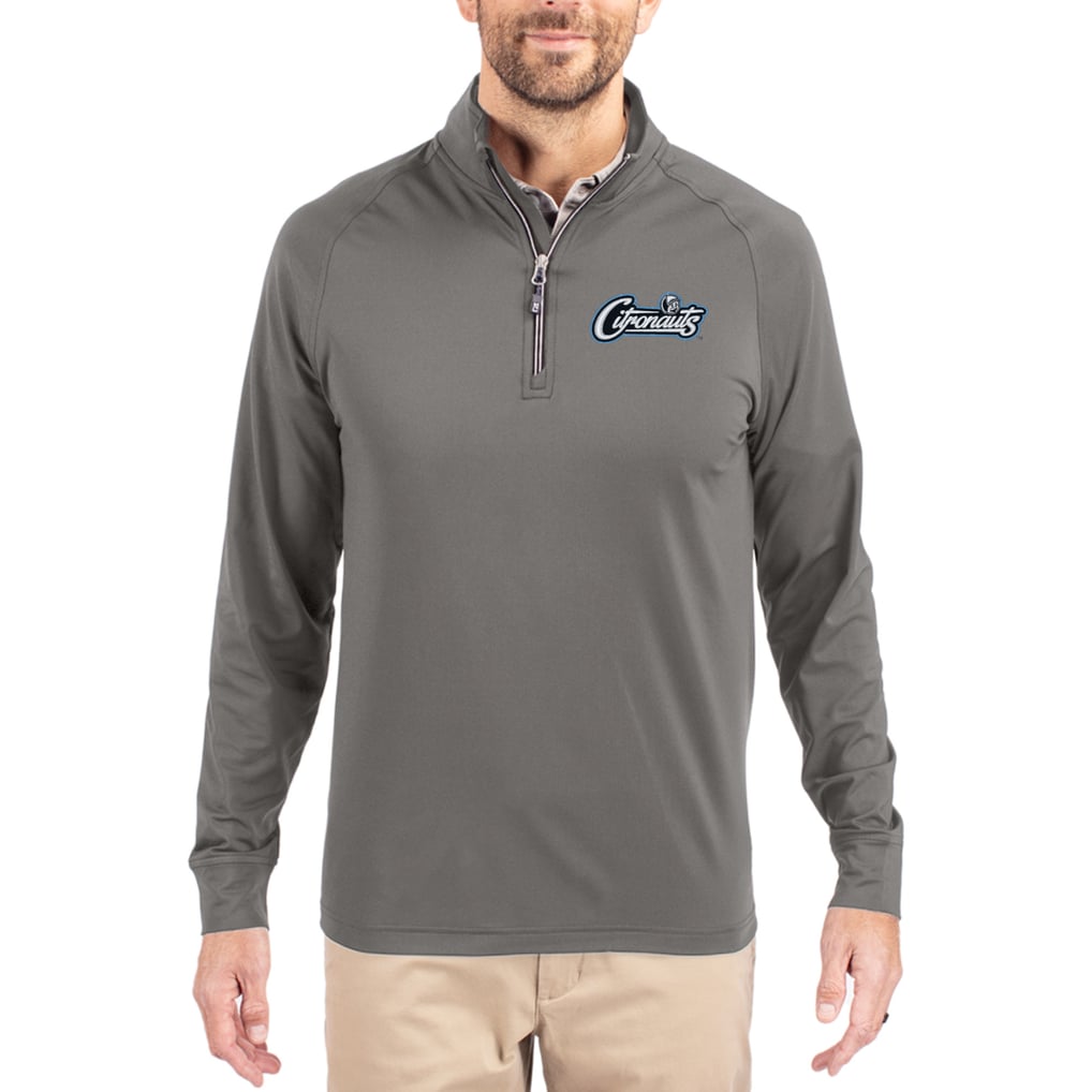 UCF Citronauts Cutter & Buck Primary Logo Adapt Eco Knit Stretch Raglan Quarter-Zip Pullover - Gray