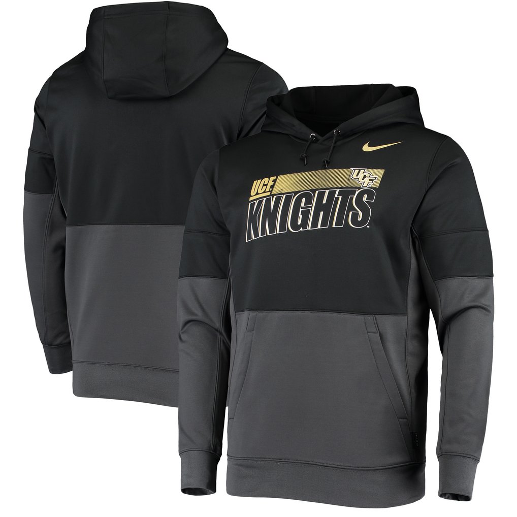 UCF Knights Nike Sideline Colorblock Pullover Performance Hoodie - Black