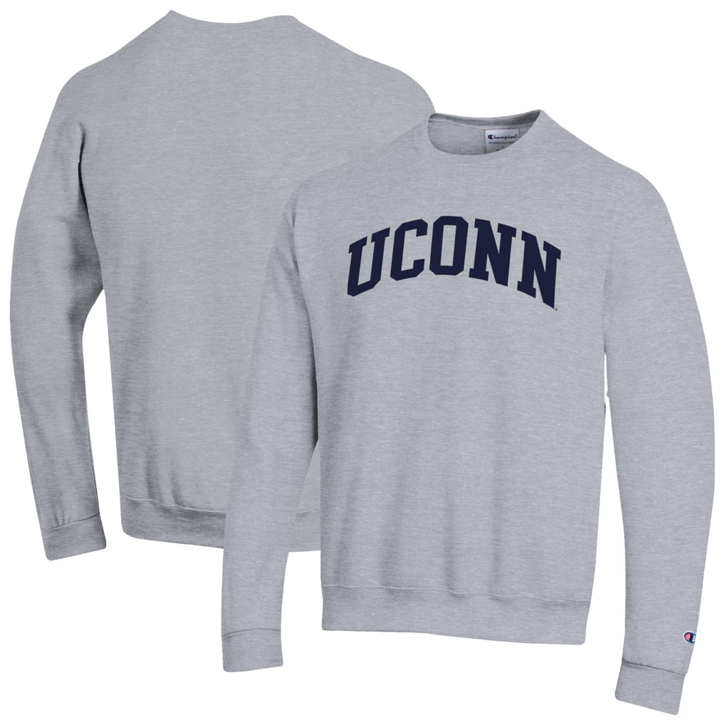  UConn Huskies Champion Basic Arch Fleece Pullover Sweatshirt - Heather Gray