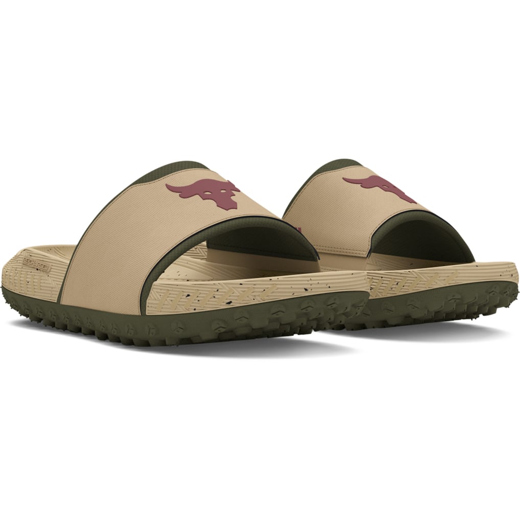 UFC Under Armour Unisex Rock 3 Slide Sandals – Tan
