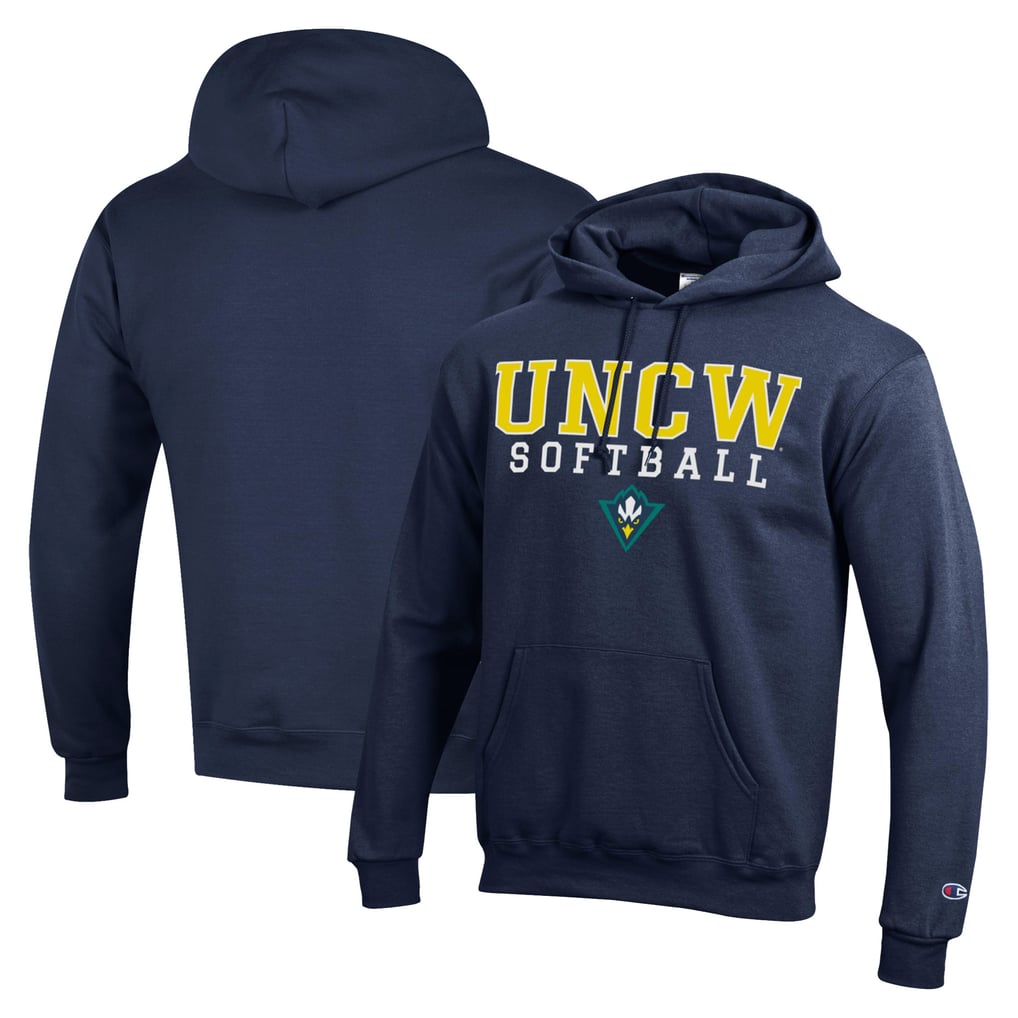  UNC Wilmington Seahawks Champion Stack Logo Softball Powerblend Pullover Hoodie - Navy