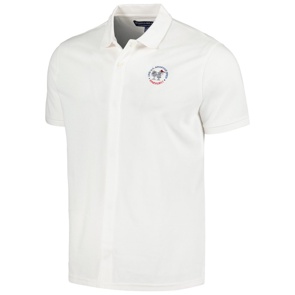 U.S. Adaptive Open MagnaReady Solid Interlock Knit Polo - White