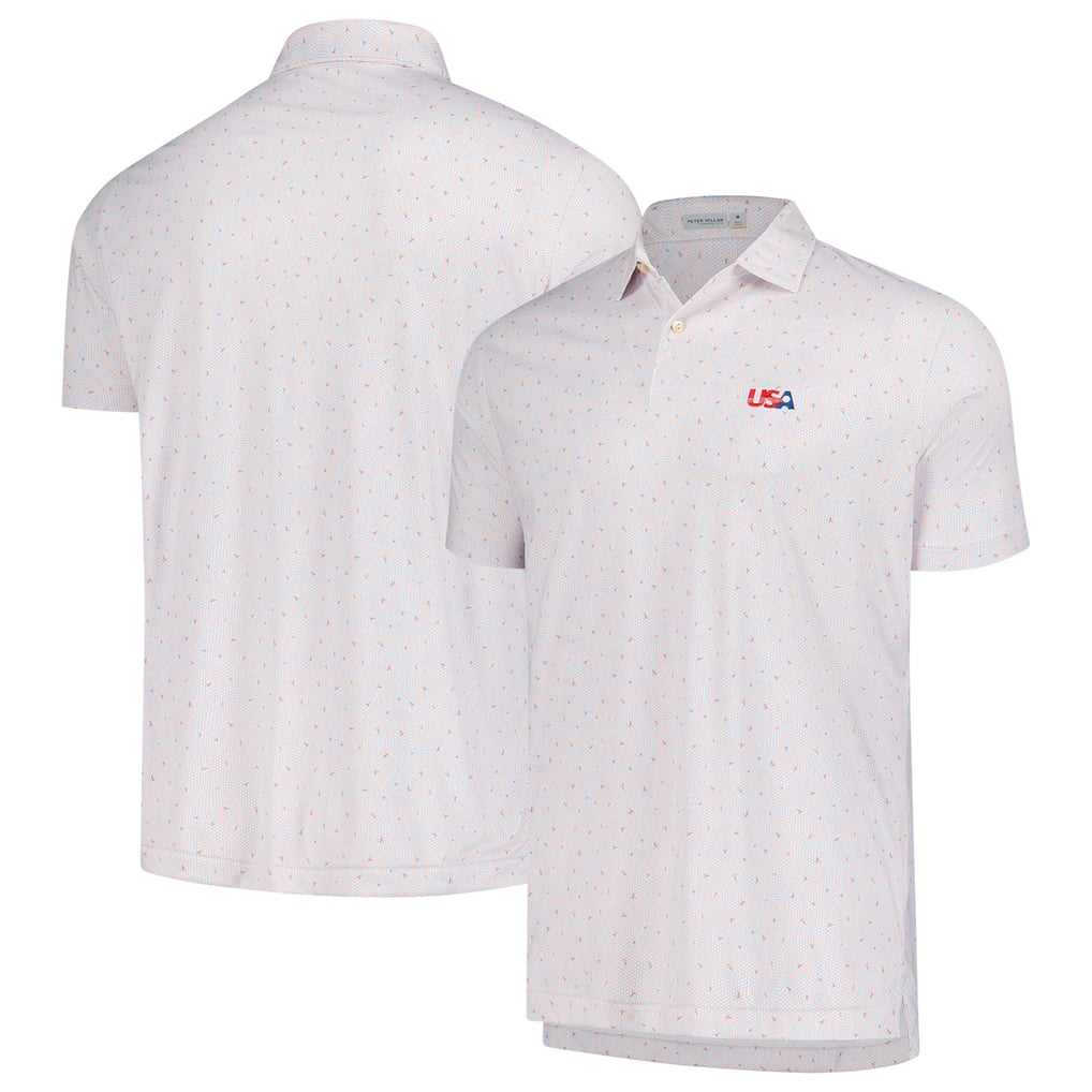 Men's U.S. National Development Program  Peter Millar White Featherweight Honeycomb Polo