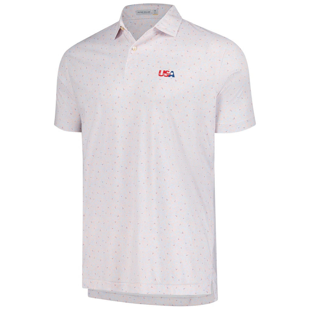 Men's U.S. National Development Program  Peter Millar White Featherweight Honeycomb Polo