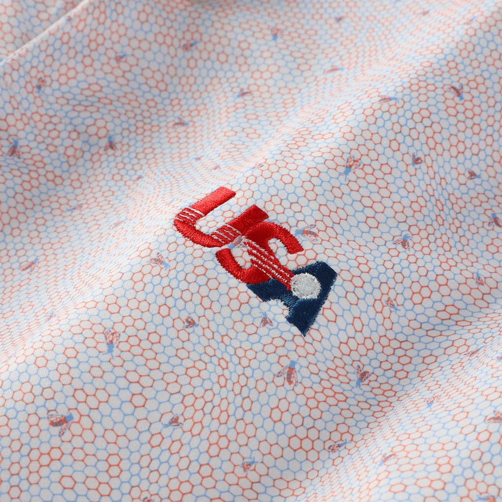 Men's U.S. National Development Program  Peter Millar White Featherweight Honeycomb Polo