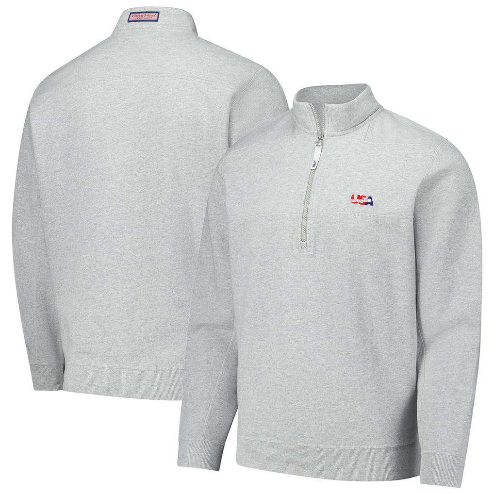 Men's U.S. National Development Program Vineyard Vines Heather Gray Shep Quarter-Zip Sweatshirt